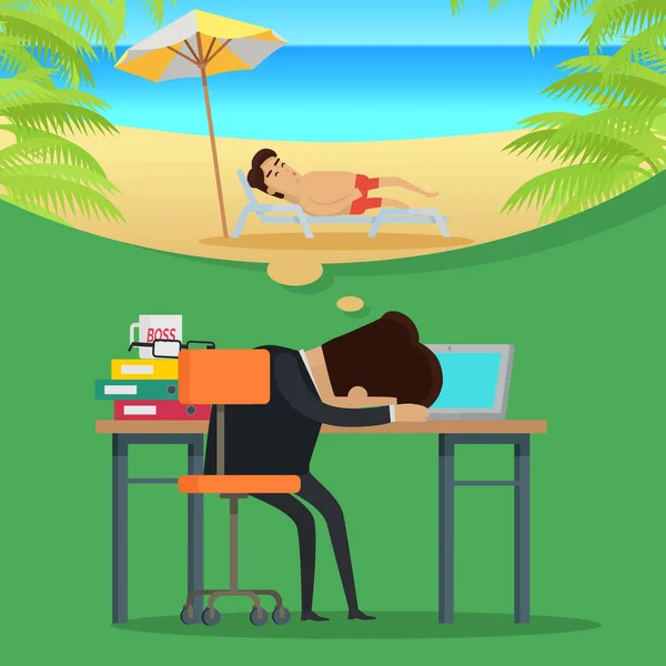 Sueños de vacaciones Concepto vectorial en diseño plano — Vector de stock