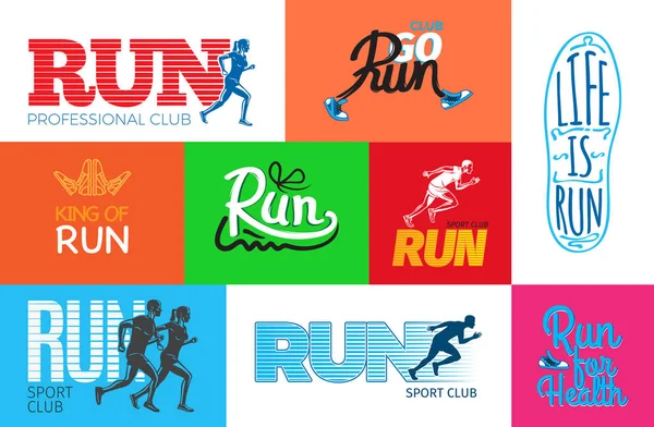 Jalankan Klub Profesional. Klub Go Run. Hidup adalah Jalankan . - Stok Vektor