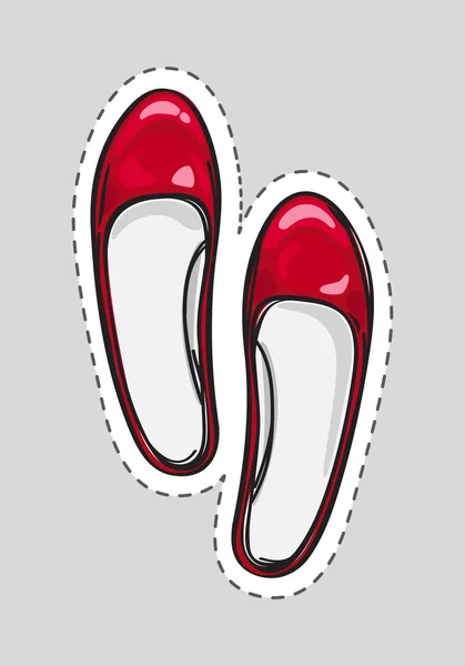 Donne tacco alto scarpe patch con linea tratteggiata . — Vettoriale Stock