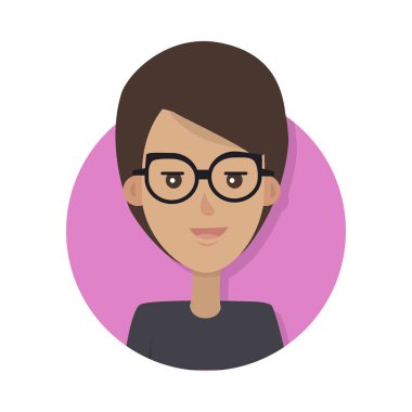 Kadın yüz duygusal vektör simgesi düz tarzı