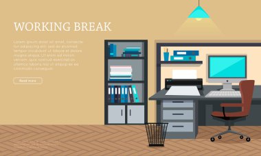 İş yeri kavramı vektör Web Banner düz tasarım