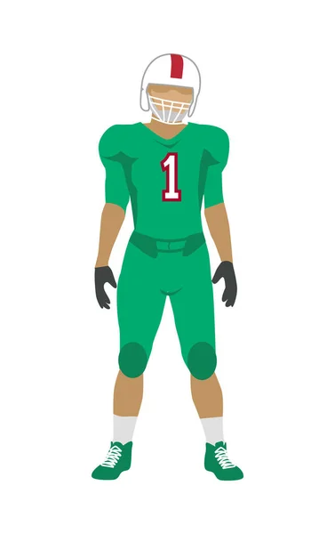 Jogador de futebol americano em uniforme e capacete — Vetor de Stock