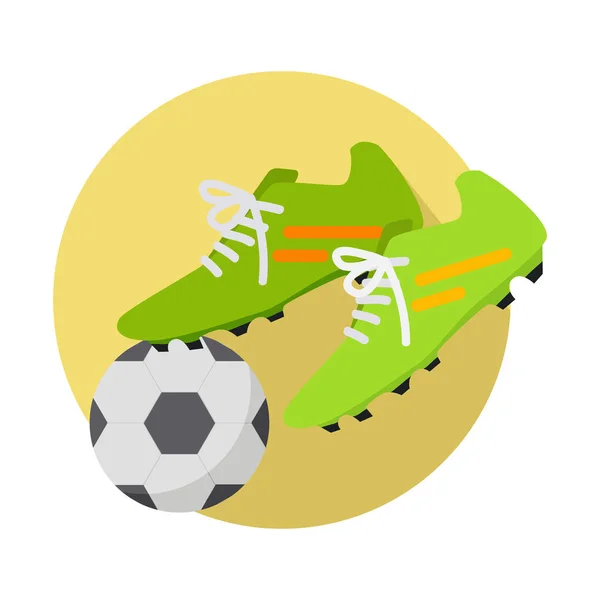 Bola de fútbol con botas plana Vector Ilustración — Vector de stock