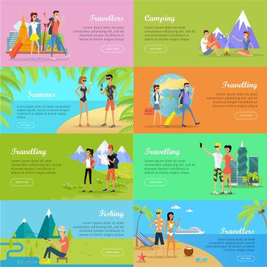 Kişi tatil vektör düz Web afişler