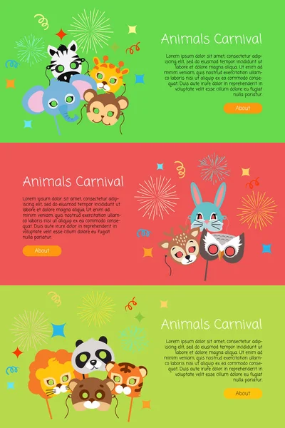 Carnaval de animales. Colección de mascarillas para niños — Archivo Imágenes Vectoriales