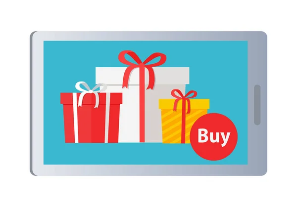 Mostrando di acquistare regali colorati Nizza online — Vettoriale Stock