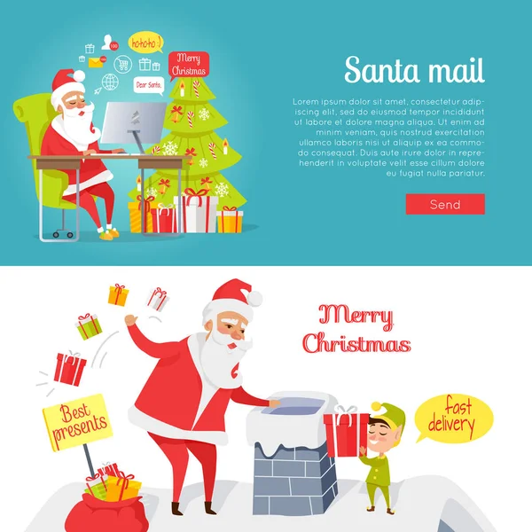 Veselé Vánoce a Santa Mail obrázky — Stockový vektor