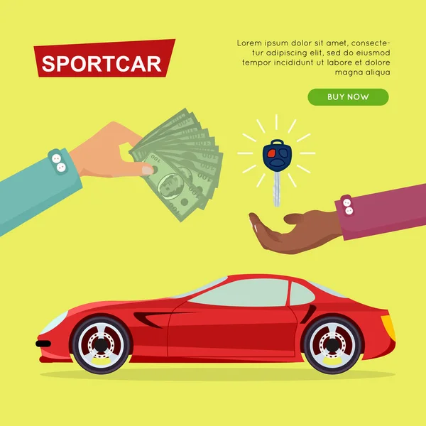 Sportcar Online satın alma. Araç satış. Web Banner. — Stok Vektör