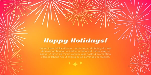 Happy Holidays. Best Fireworks. Salute Elements. — Stock Vector