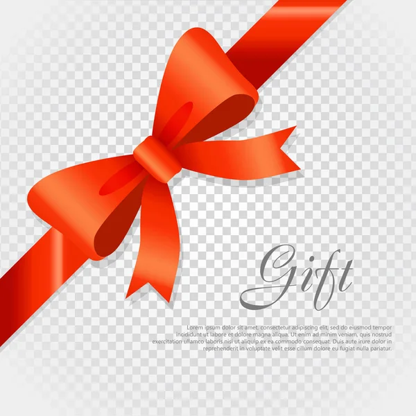 Gift Red Wide Ribbon. Bright Bow with Two Petals — Stock Vector