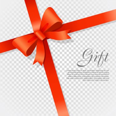 Hediye kırmızı geniş şerit. Parlak yay iki yaprakları ile