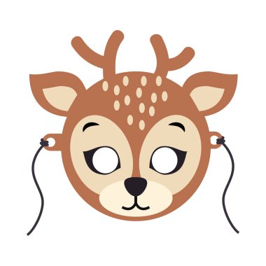 Geyik karnaval maskesi. Boynuzları ile benekli Reindear