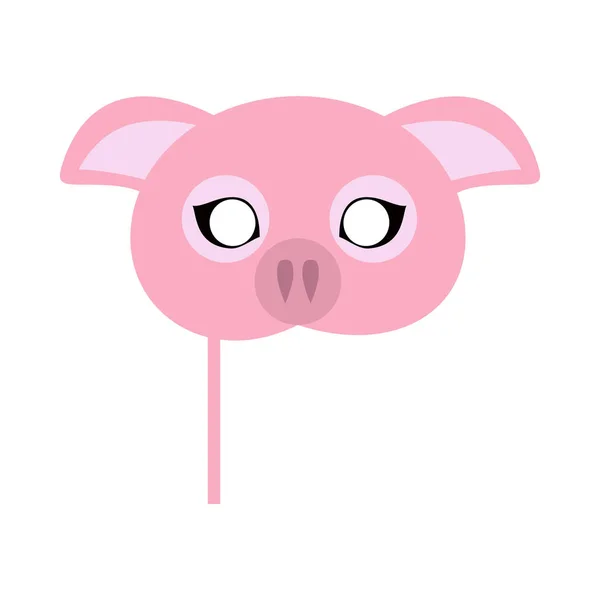Pink Pig Domestic Animal Carnival Mask. Vector — Stock Vector