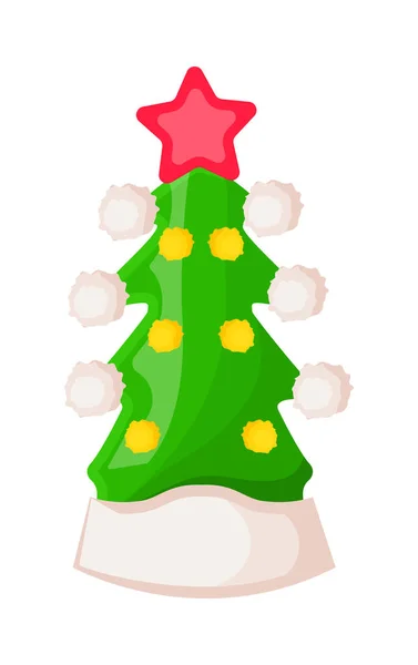 クリスマス ツリーの緑の形でサンタ クロースの帽子 — ストックベクタ