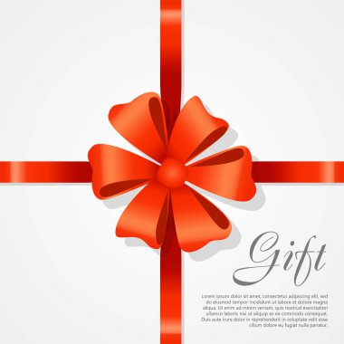 Hediye kırmızı geniş şerit. Parlak yay iki yaprakları ile