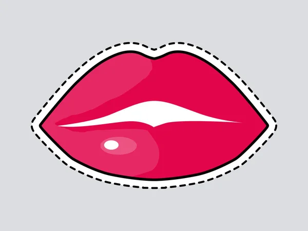Red Full Woman Lips. Arrête ça. Icône isolée — Image vectorielle