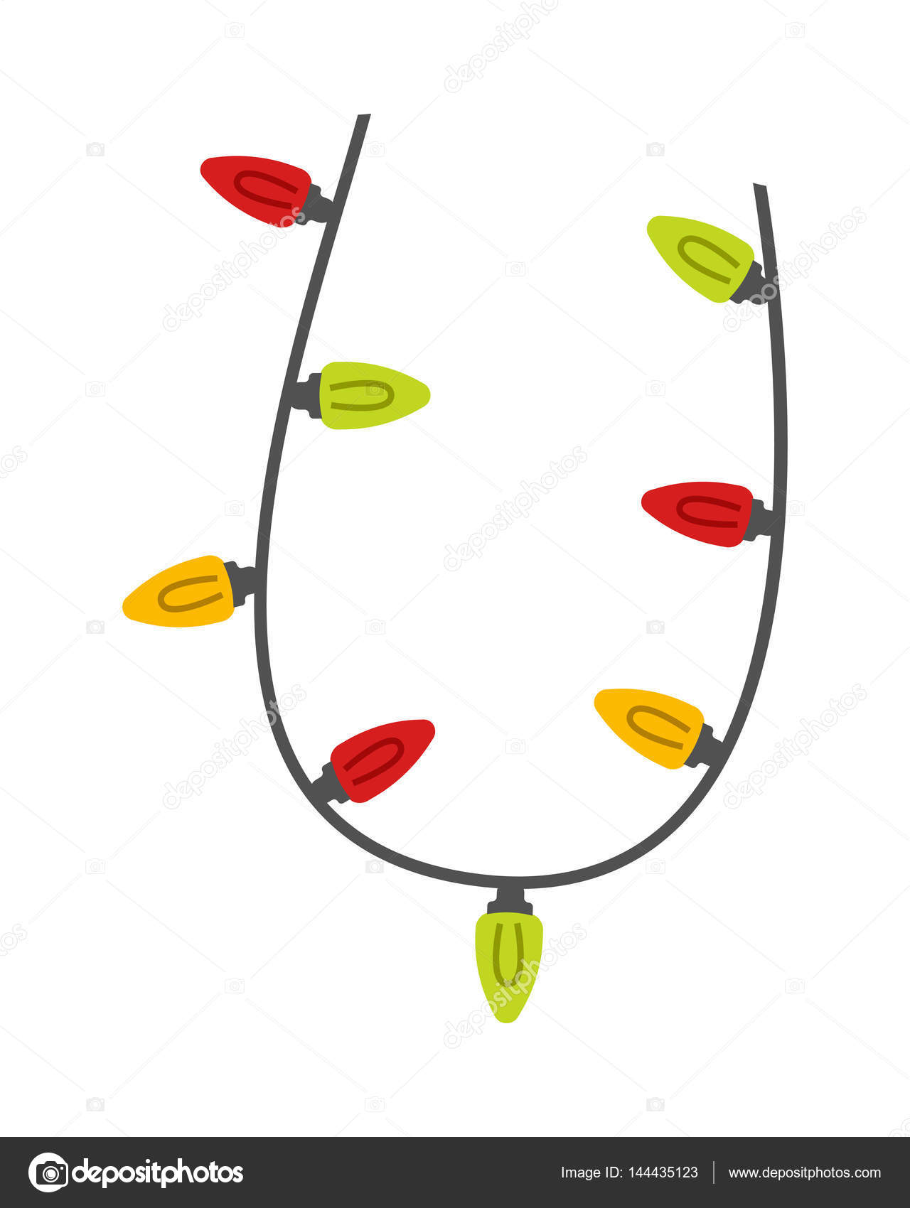 Luci di Natale isolati su priorit  bassa bianca Anno nuovo elemento di decorazione dell albero con luci colorate Ghirlanda d ardore illuminato per