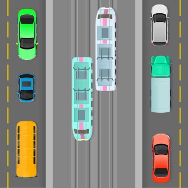 Üstten Görünüm düz vektör kavramı üzerinde şehir trafik