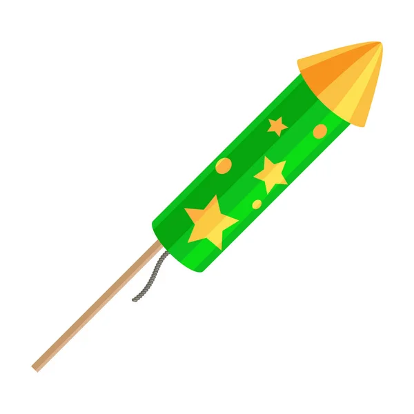 Zelená vybuchující rakety se zlatými hvězdami, samostatný — Stockový vektor