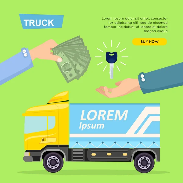 Buying Truck Online. Car Sale. Web Banner. Vector — Stock Vector