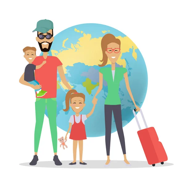 Buon viaggio in famiglia viaggio Concep — Vettoriale Stock