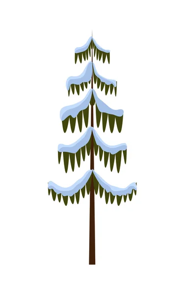 Изолированная ель, покрытая Белоснежкой. Зима — стоковый вектор