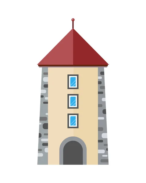 Icône de tour de ville médiévale. Ancienne tour en pierre — Image vectorielle