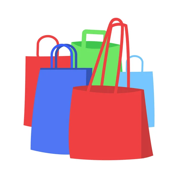 Grupo de sacos de compras coloridos Flat Vector Icon —  Vetores de Stock