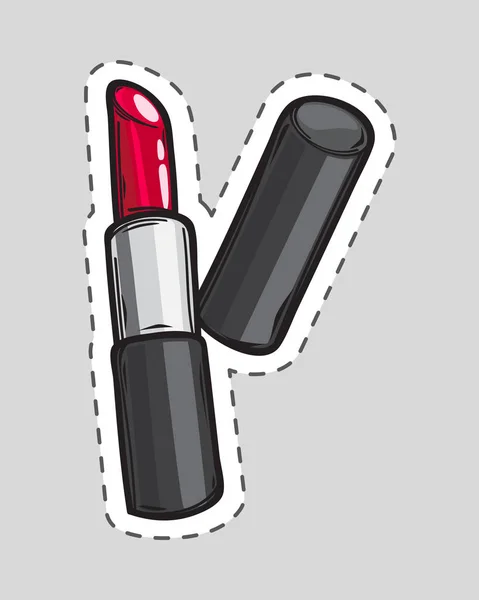Roter Lippenstift-Aufnäher. Ausschneiden. kosmetisches Produkt — Stockvektor