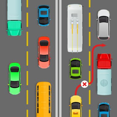 Yoğun trafik akışı vektör diyagramında sollama
