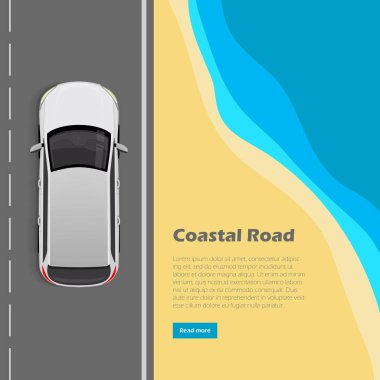 Sahil yolu kavramsal düz vektör Web Banner