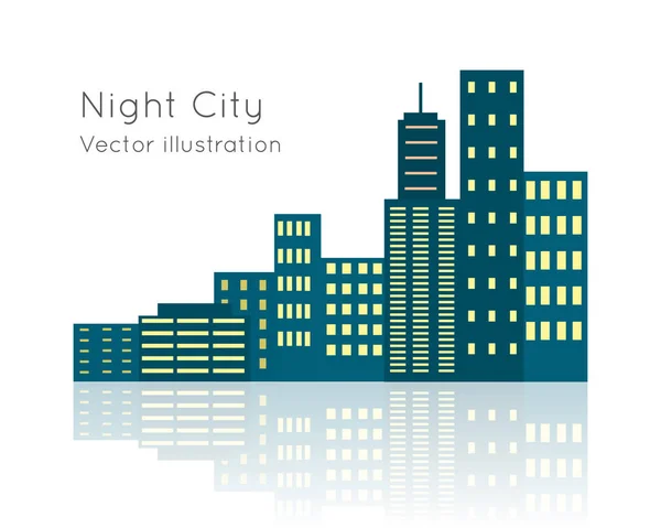 Illustration de Night City Vecor sur blanc Backgrpund . — Image vectorielle