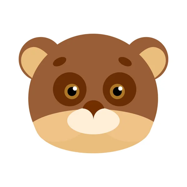 Masque de carnaval animal ours. Teddy brun et beige — Image vectorielle