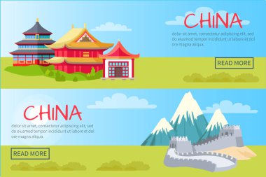 Set iki fotoğraf evler ve Çin Seddi Çin