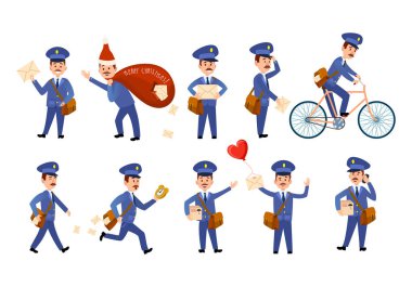 Postacı karakterler çanta ile ve bisiklet sette.