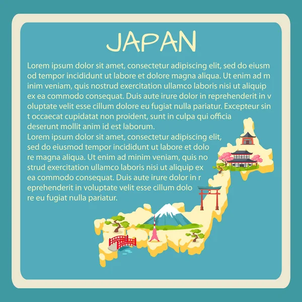 Japan ingelijst Vector toeristische Banner met tekst — Stockvector