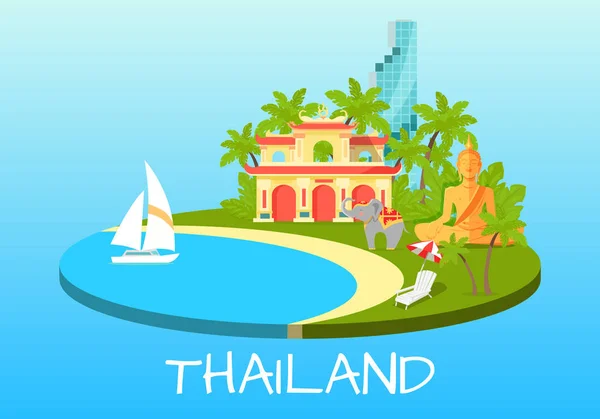 Tailândia Conceito Turístico com Símbolos Nacionais — Vetor de Stock