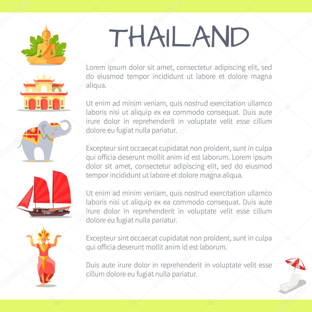 Thailand Touristic Vector Concept with Sample Text