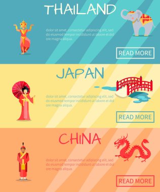 Tayland, Japonya, Çin Web Set ve geleneksel işaretleri