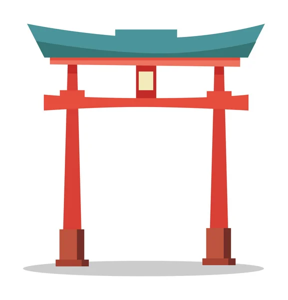 Japanese Red Gate. Traditional Oriental Landmark — Stock Vector