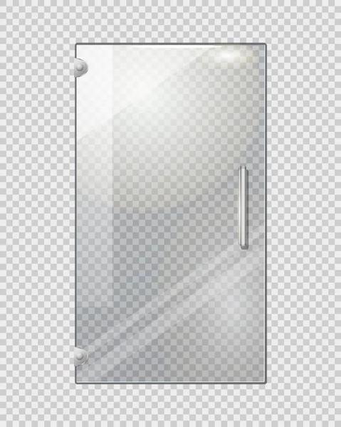 グレーの市松模様の背景に透明なドア — ストックベクタ