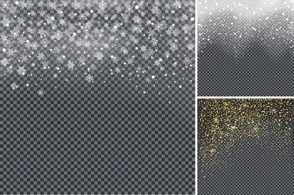 Snö konfetti på Transparent bakgrund affisch — Stock vektor