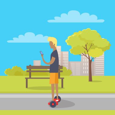 Çocuk iki tekerlekli Mini Segway parkta sürme