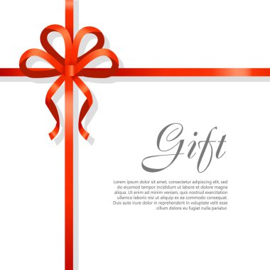 Hediye kırmızı geniş şerit. Parlak yay iki yaprakları ile