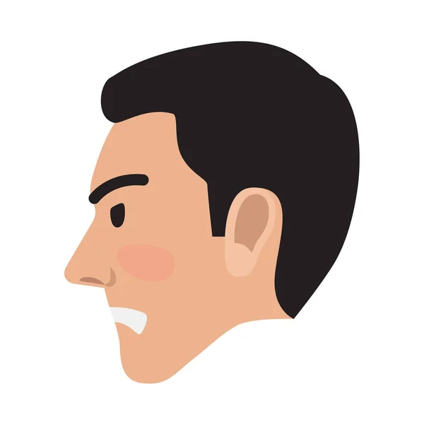 Angry Man Avatar User Pic Side Head View Vector — Stock Vector