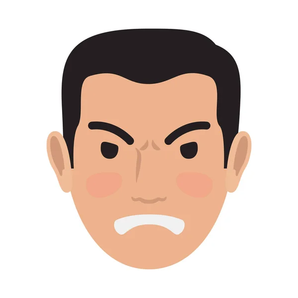 Angry Man Avatar User Pic Front Head View Vector — Stock Vector