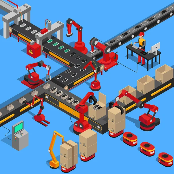 Processo de Transportador Industrial de Técnica de Produção —  Vetores de Stock