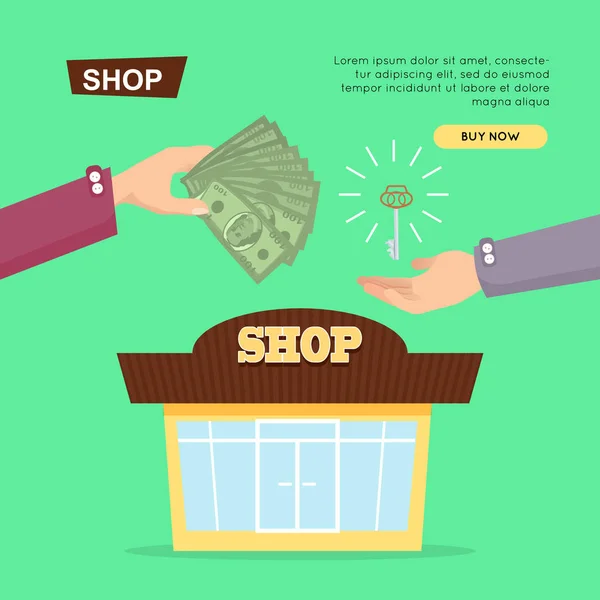 Buying Shop Online. Property Selling. Web Banner. — Stock Vector
