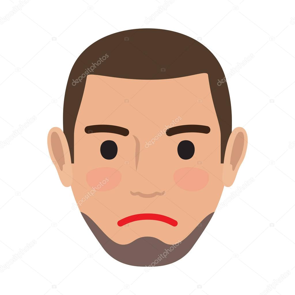 Indifferent Man Avatar User Pic. Vector Front View