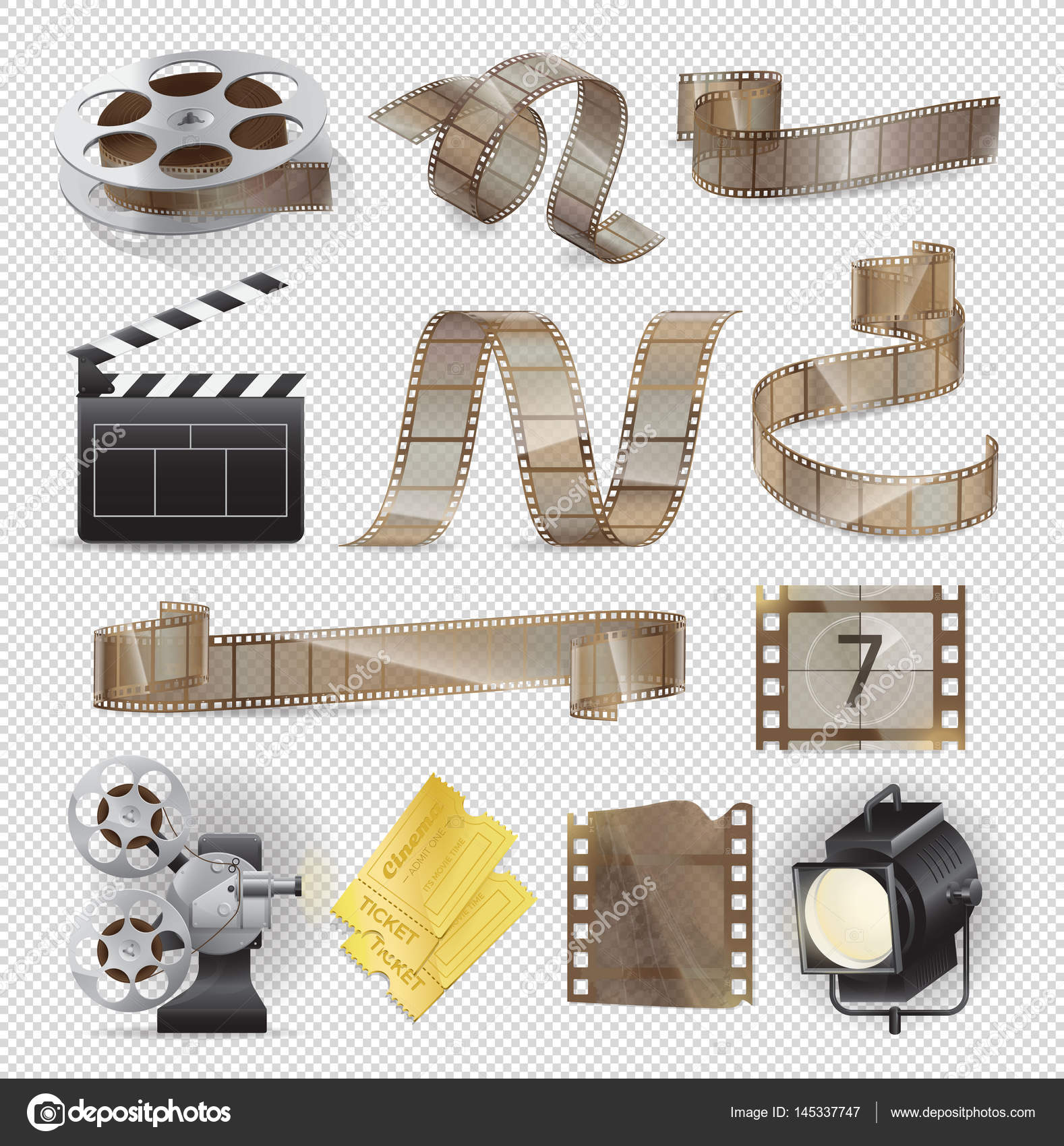 Movie Equipments Colourful Vector Collection. Stock Vector by ©robuart 145337747